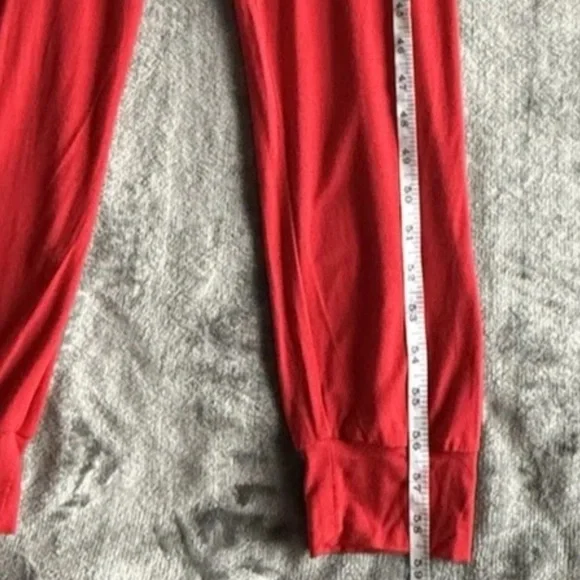 Albion The Merry Jumpsuit XS Red Bamboo V-neck Jersey Lounge Wear Long Sleeve - Picture 5 of 5